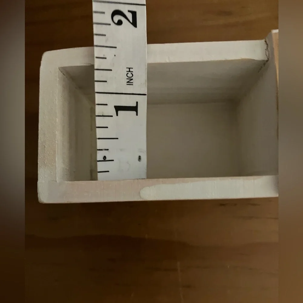 Rustic Chippy Cream Paint Folk Art Wood Distressed Storage Stacked Cube Box - Picture 11 of 13